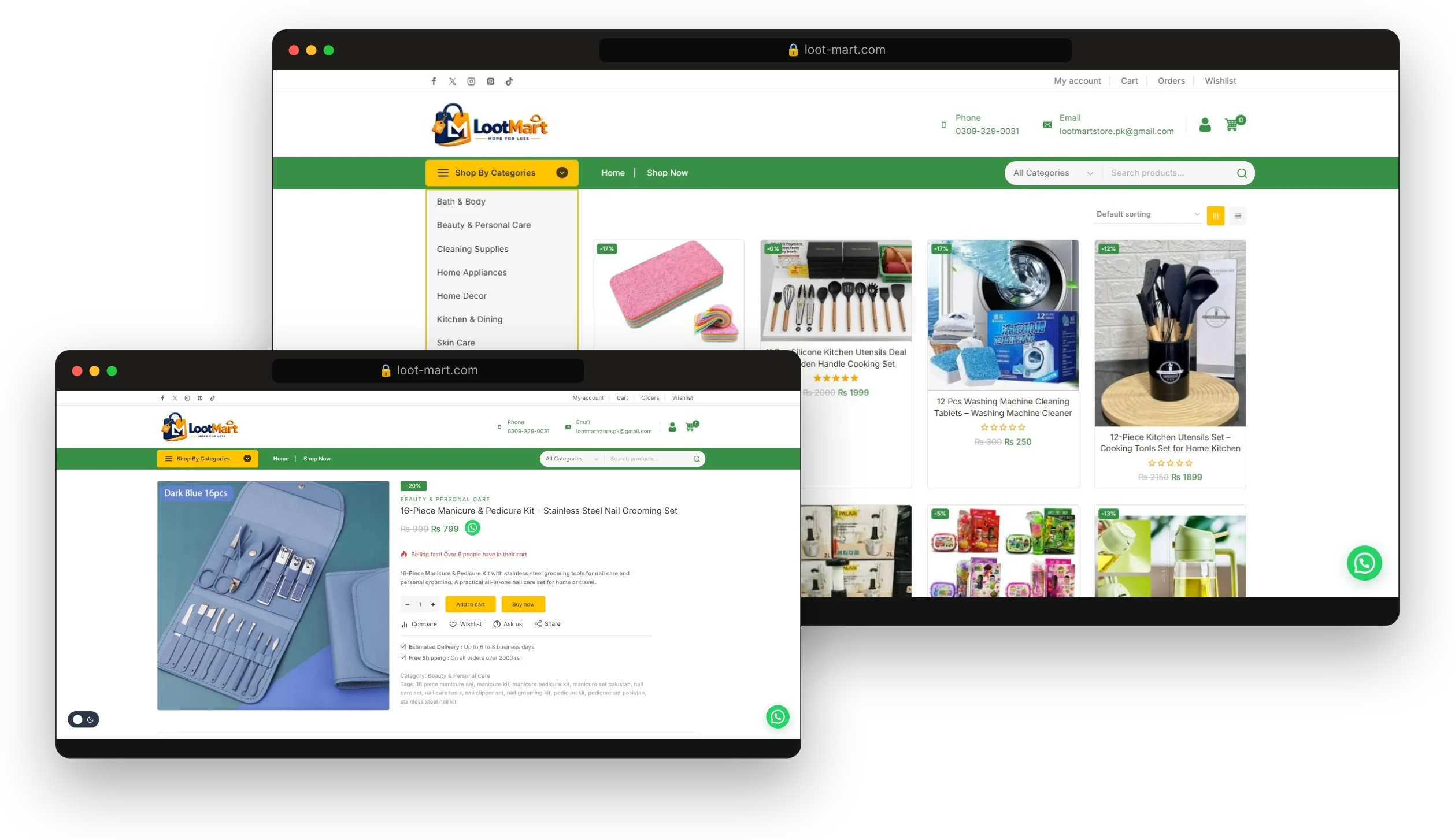 Loot Mart shop and product pages